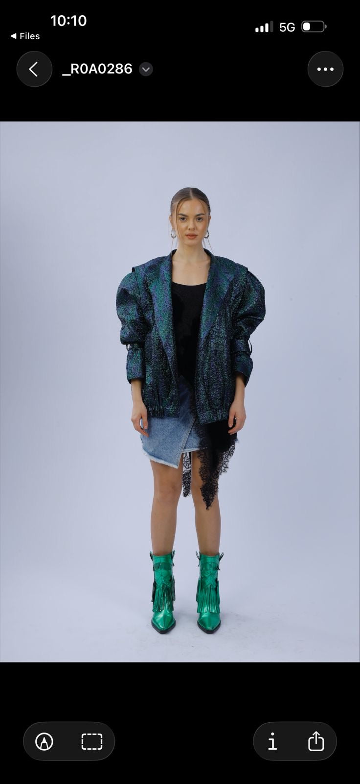 A bold iridescent jacket