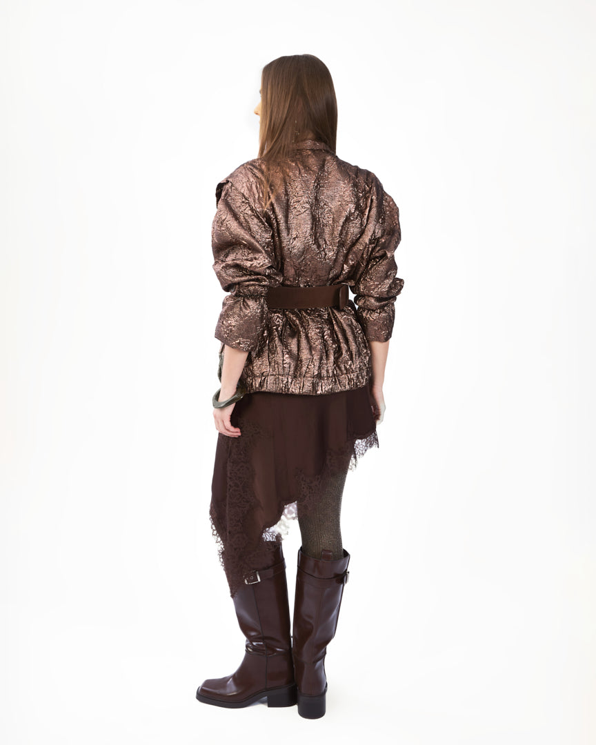 A  metallic bronze statement jacket
