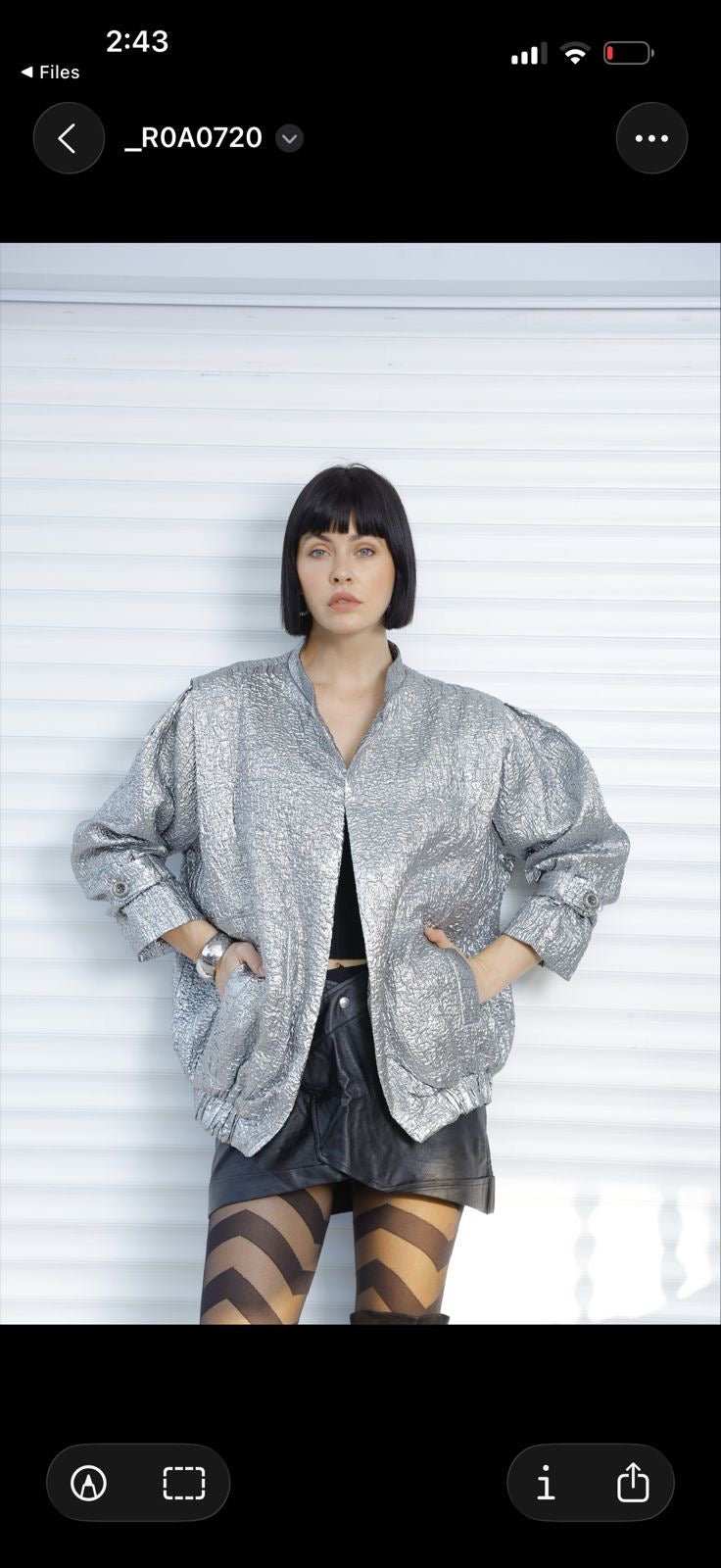 A bold metallic silver jacket
