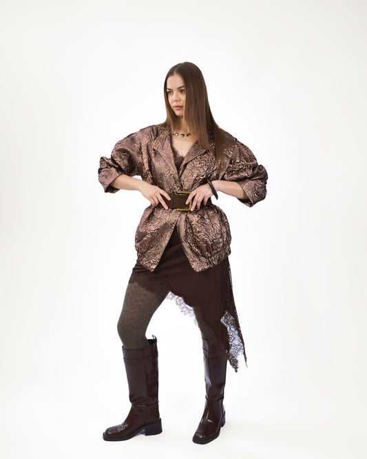 A  metallic bronze statement jacket